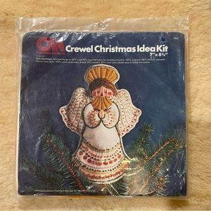 Vintage Columbia Minerva ‘70s Crewel Christmas Idea Kit tree angel